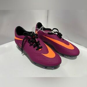 Purple and Orange Soccer Cleats